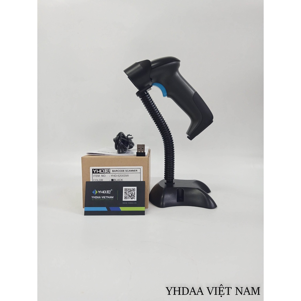 Máy đọc mã vạch không dây 2D YHD 6200DW, Đầu đọc mã vạch Barcode(1D) Qrcode(2D) kết nối USB/ Có dây dùng trên Laptop, PC