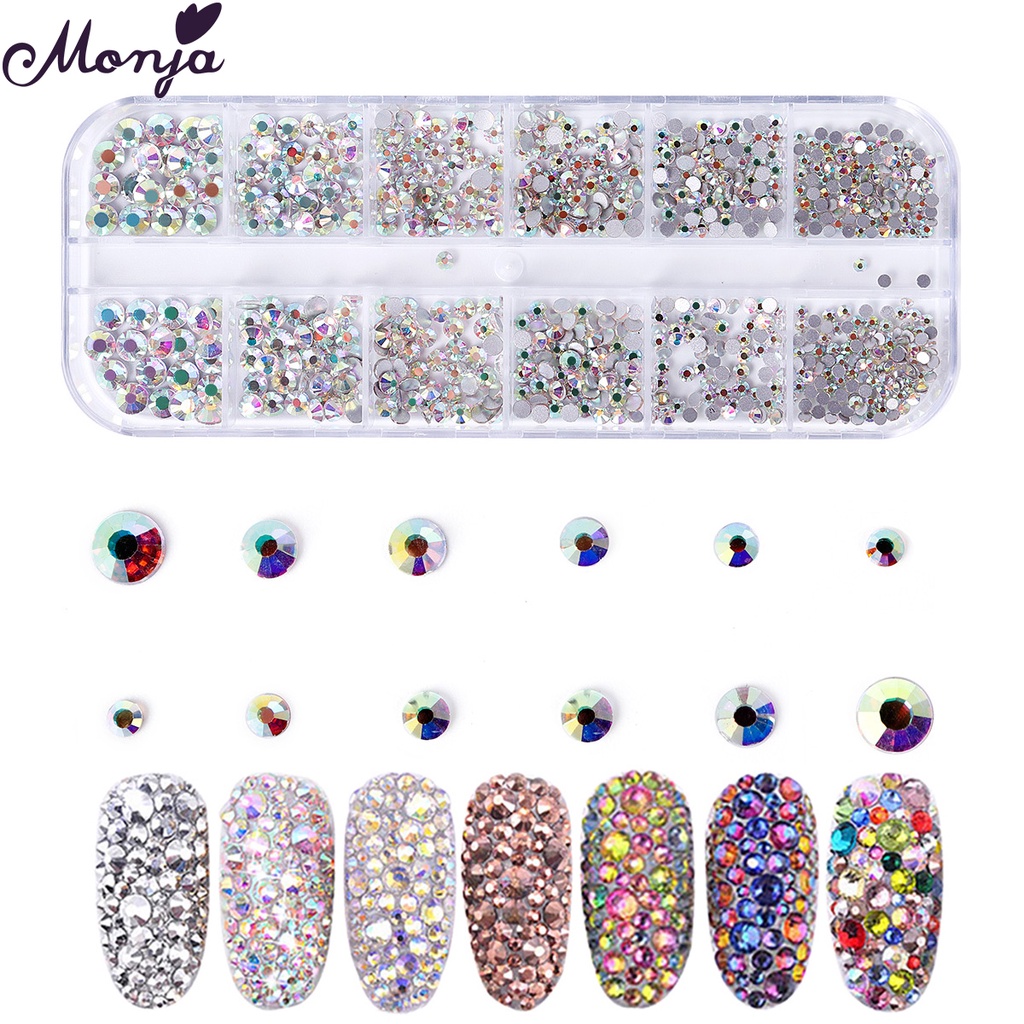 Monja Hộp 12 Ngăn Phụ Kiện Trang Trí Móng Tay 3d