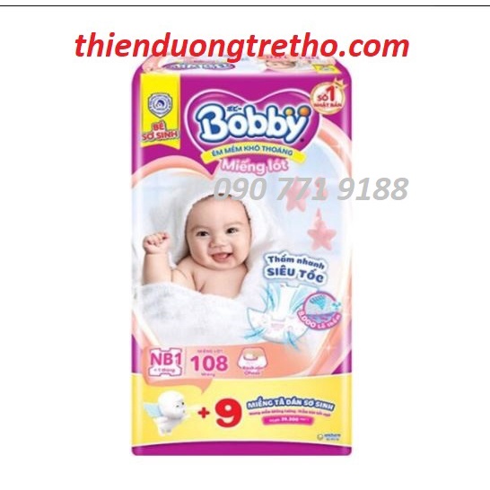 Tã- Miếng lót sơ sinh Bobby NewBorn1 NB1-108 +9 miếng