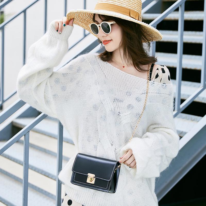 IELGY Túi đeo chéo dáng vuông cỡ nhỏ phối dây xích phong cách thời trang cho phái nữ