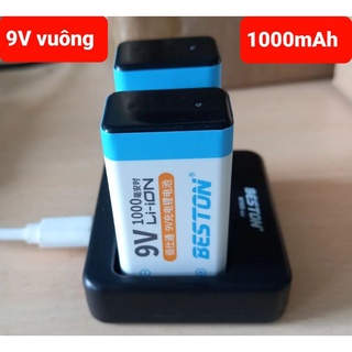 Pin vuông sạc Beston 9V Li-ion 800mAh/ 9V 1000mAh/ bộ sạc 2 khe(cổng)/ bộ sạc 4 khe (cổng) dùng cho micro không dây ,...