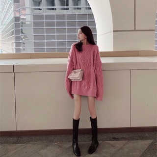 Áo len dáng lửng chùm mông vặn thừng