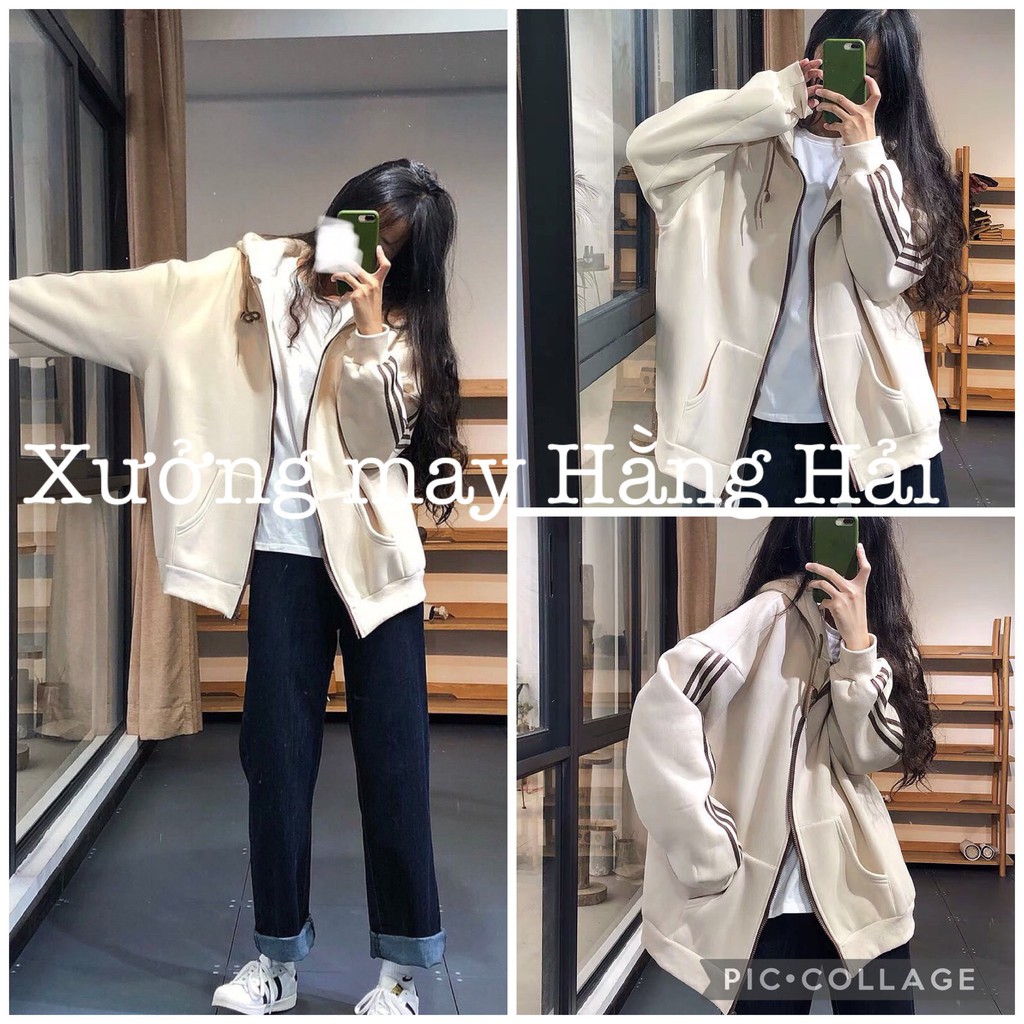  Áo sweater hoodie nỉ bông kiểu dáng thể thao form rộng unisex trơn basic