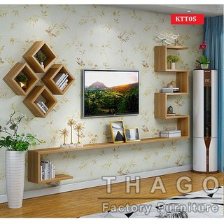 Kệ Tivi Treo Tường 💖𝑭𝑹𝑬𝑬𝑺𝑯𝑰𝑷 💖 Trang Trí Hình Zic Zac Thago Furniture