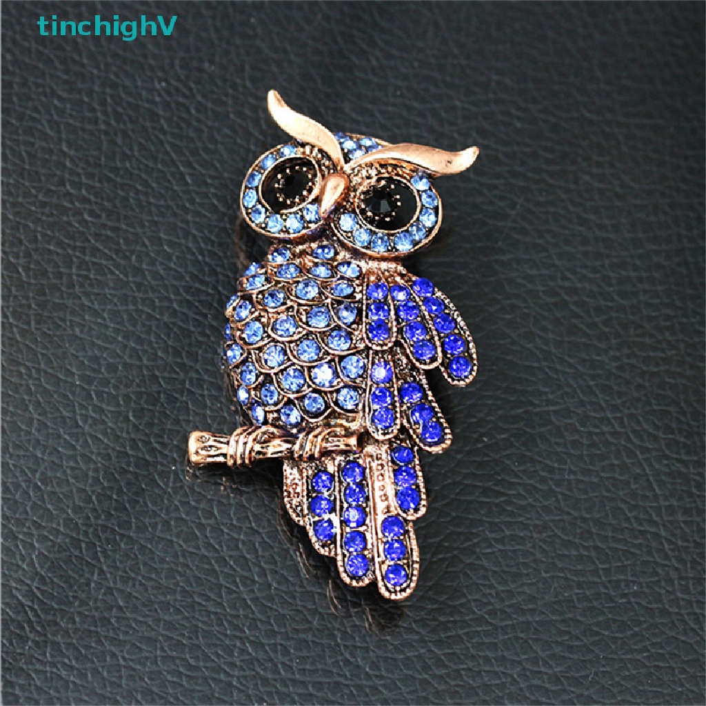 [TinchighV] Ghim Cài Áo Cô Dâu Hình Cú Mèo Vàng Xanh Dương Đính Kim Cương Giả Vintage [Mới]