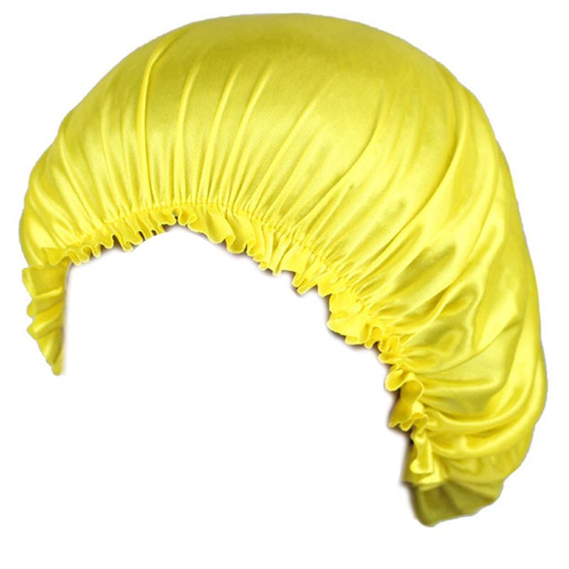 Mũ Trùm Tóc Bằng Vải Satin Co Giãn Màu Trơn Chống Rụng Tóc Khi Tắm / Salon Dành Cho Nữ
