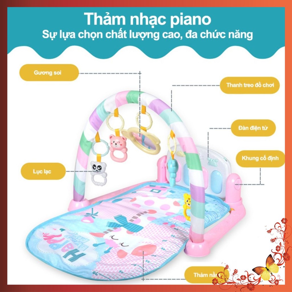 Thảm nhạc cho bé nằm chơi hình thú ngộ nghĩnh – Thảm nằm chơi cho bé có nhạc, phát triển trí tuệ trẻ sơ sinh - DC032