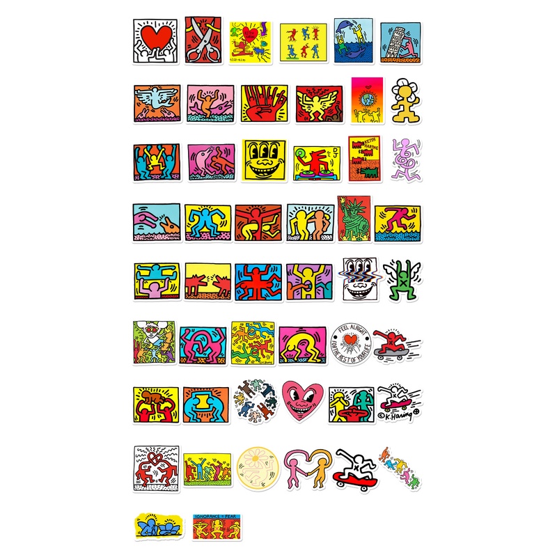 [Set 50 Cái] Sticker dán mũ bảo hiểm chống nước hình Keith Haring cute, dễ thương - DB.093