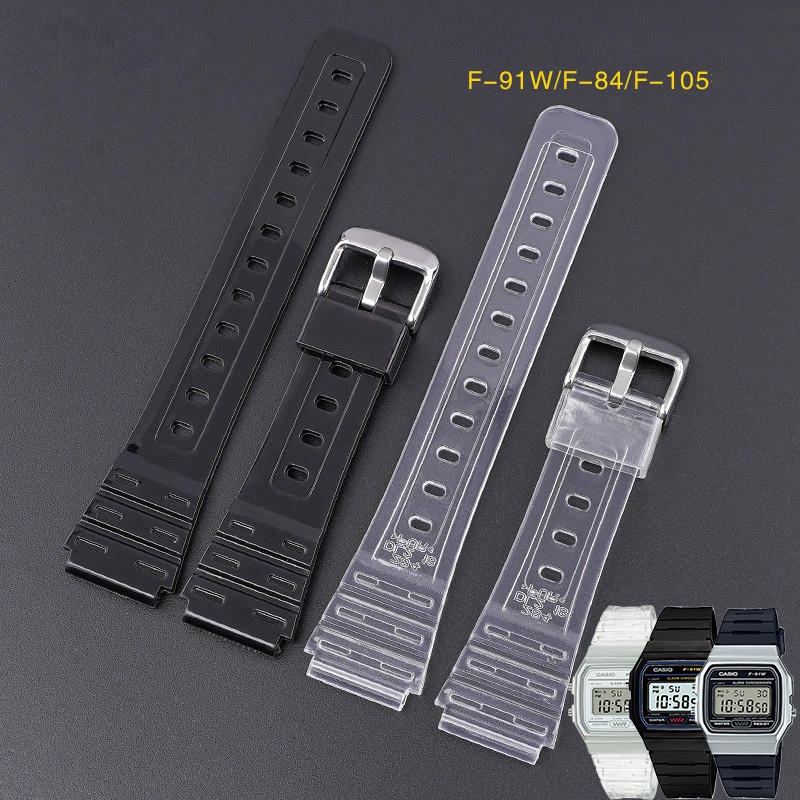 Dây Đeo Silicone Cho Đồng Hồ Casio F-91W F84 F105 108 A158 A168 AE-1200 1300 Màu Đen