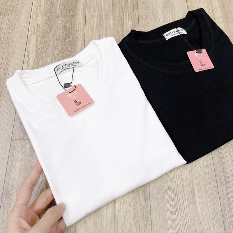 Áo Thun PHÔNG NAM NỮ TRƠN BASIC UNISEX ĐƠN GIẢN - Hình chụp thật