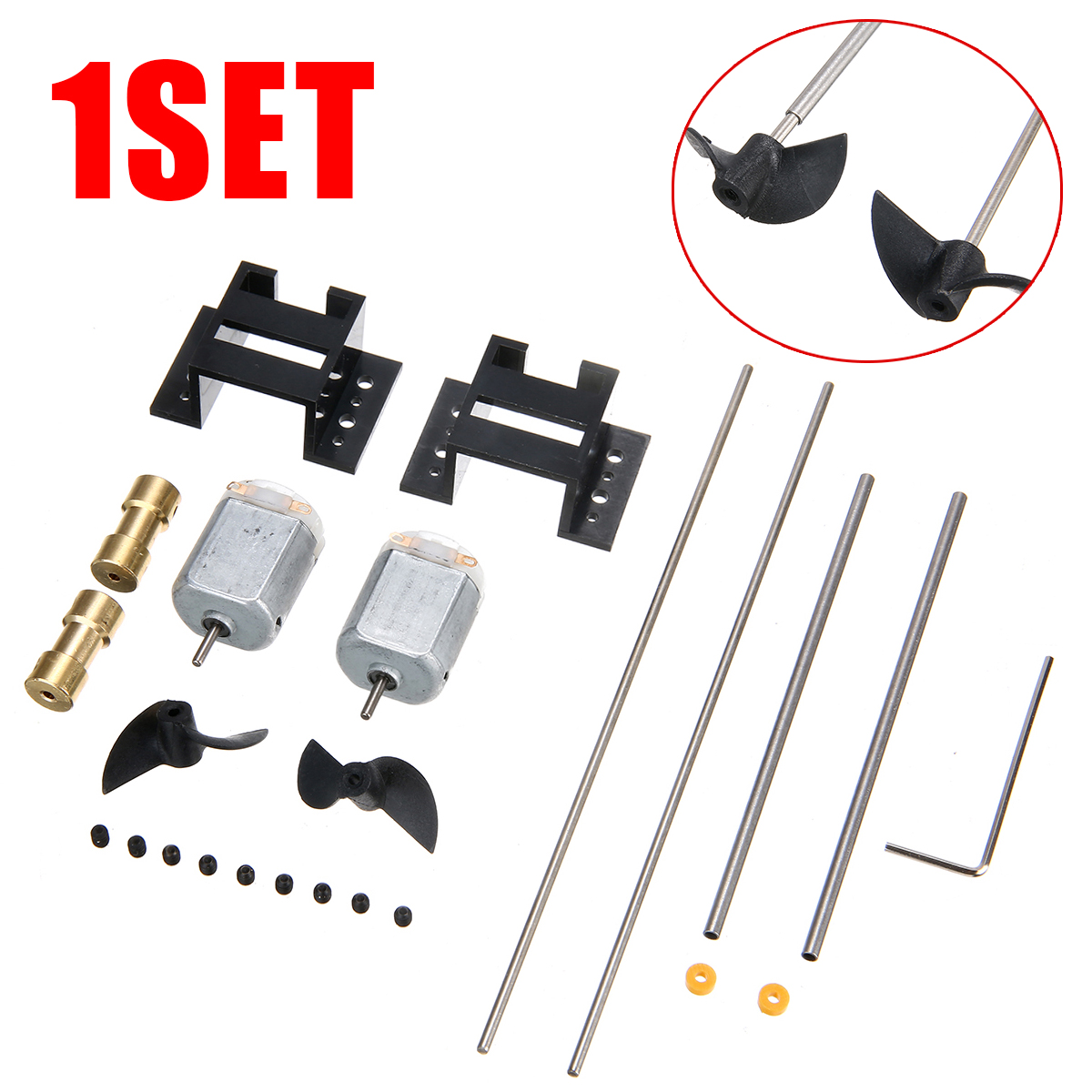 RC Set 130 Mô Hình Động Cơ Trục Kép + Cánh Quạt Cho Thuyền Điều Khiển Từ Xa