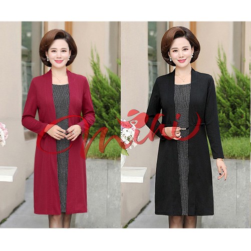 Váy đầm thu đông trung niên nữ cao cấp V37 dáng suông - Thời trang đẹp dự tiệc cho mẹ, người lớn tuổi sang trọng Bigsize