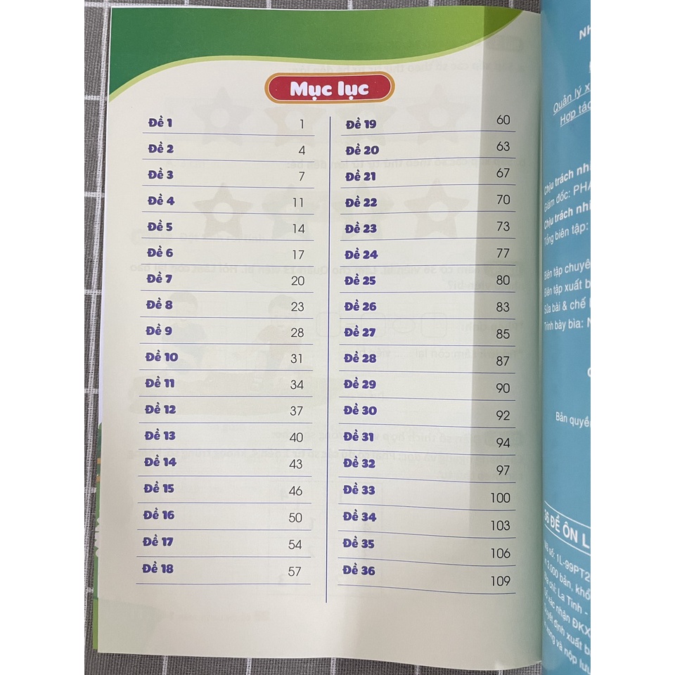 Sách 36 Đề ôn luyện Toán 1 - Biên sọn theo Chương trình giáo dục phổ thông mới