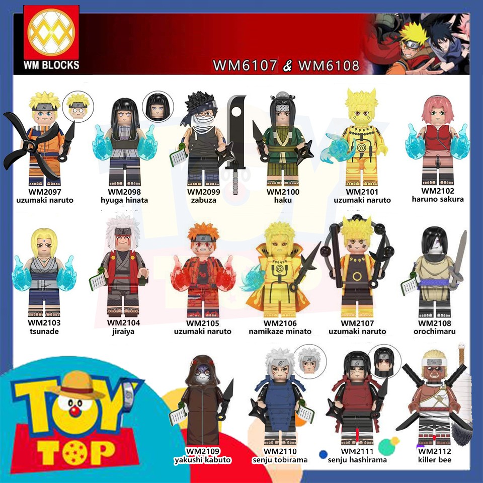 [Một con] Minifigures đồ chơi Naruto Ninja Konoha Hokage , Zabuza , Jiraiya , Sakura .... hãng WM mã WM6107 WM6108