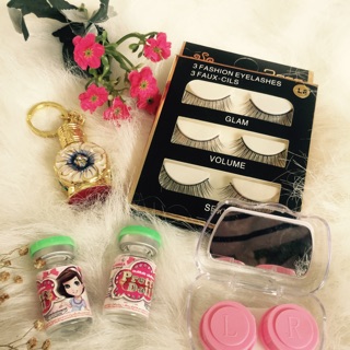 Combol lens không độ , mi chồn, tinh dầu dubai , khay dựng lens