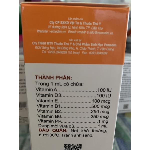 100ml B complex ADE - bổ sung vitamin cho chó mèo, gia cầm, thuỷ cầm, heo, dê, cừu, bò sữa, bê, nghé