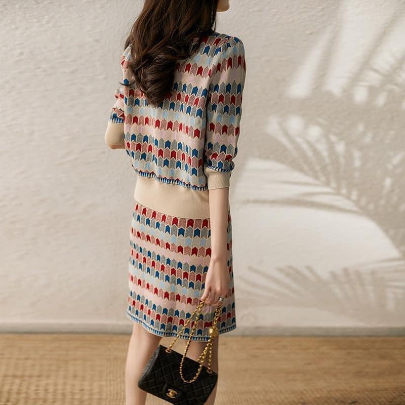 Set váy len hoạ tiết