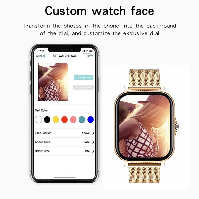 Đồng Hồ Thông Minh Màn Hình Cảm Ứng 1.69 inch Hỗ Trợ Theo Dõi Sức Khỏe Android IOS