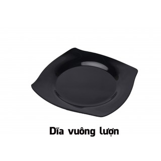 Dĩa vuông 15.5x15.5 nhựa Melamine màu đen F-DVC06
