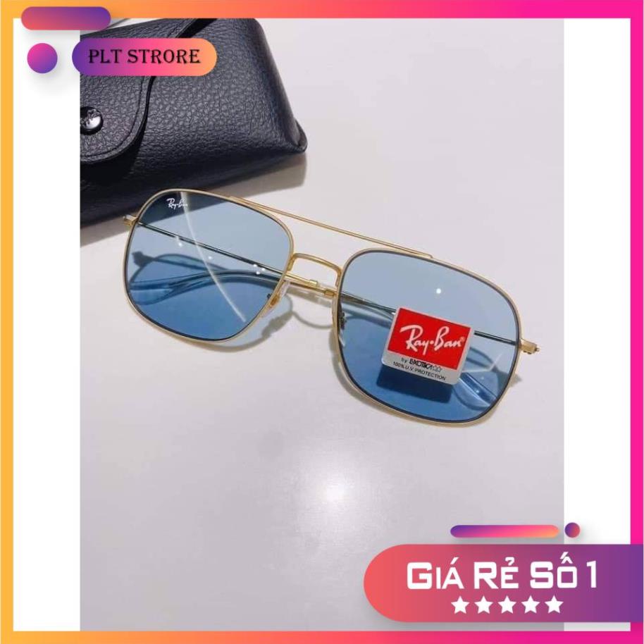 Kính mát Rayban RB3595 901380 (56-17-140) mắt xanh, viền kim loại vàng Full Box ⚜️Hàng Authentic⚜️