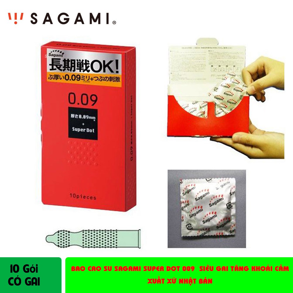 Bao cao su SAGAMI SUPER DOT 009 - Siêu Gai Tăng Khoái Cảm - Xuất Xứ Nhật Bản - Hộp 10c