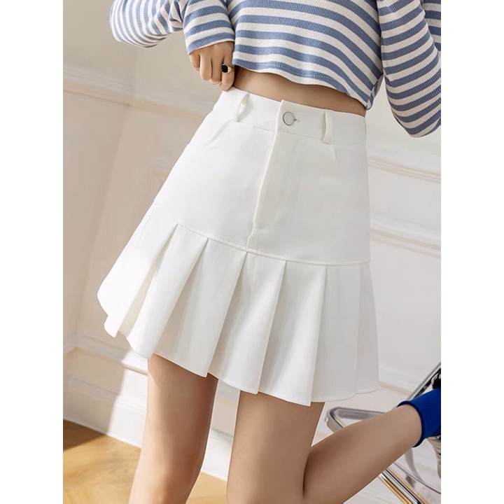 Chân váy nữ ngắn xếp ly lưng cao chữ a, chân váy tennis xếp li nhỏ có lót trong vải kaki mịn mặc đi học đi chơi dạo phố