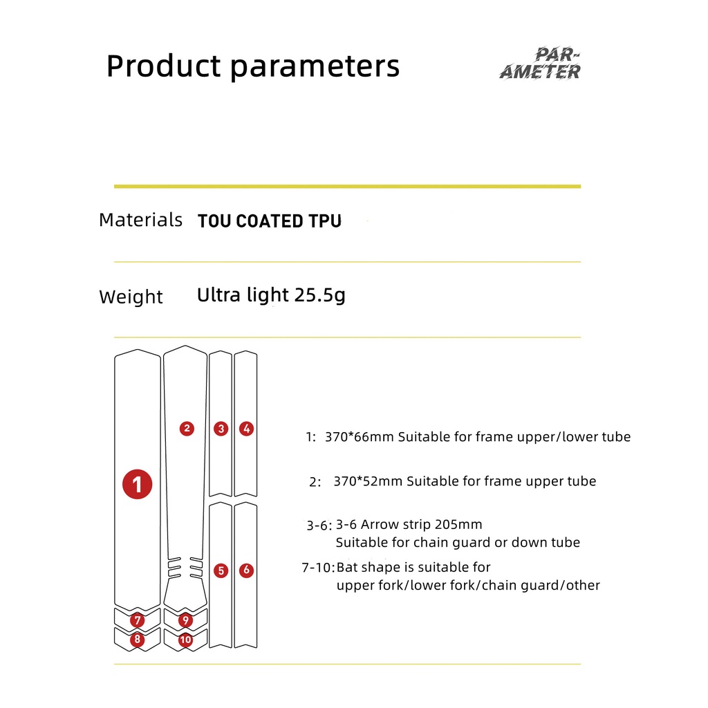 1 Set Miếng Dán Bảo Vệ Khung Xe Đạp MTB Chống Trầy Xước