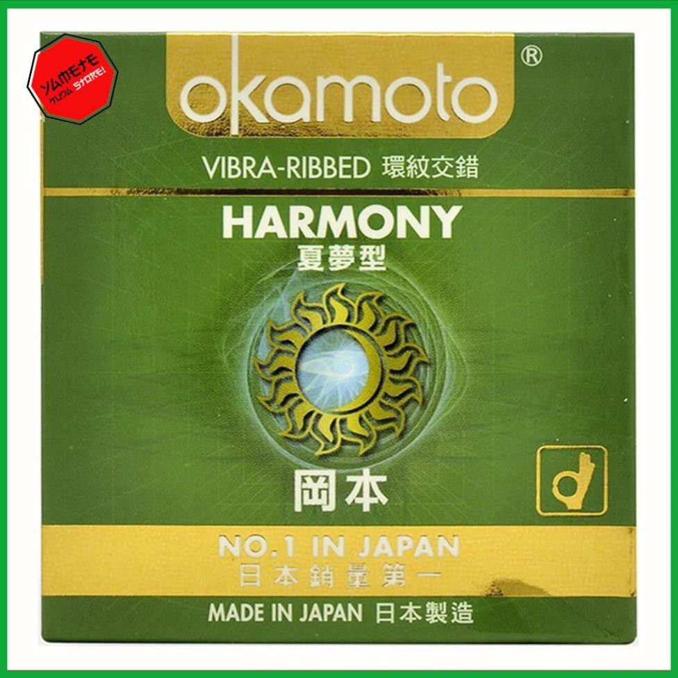 [ Deal HOT Mua 2 tặng 1 ] Bao Cao Su Okamoto Harmony Gân Sọc Hộp 3 Cái