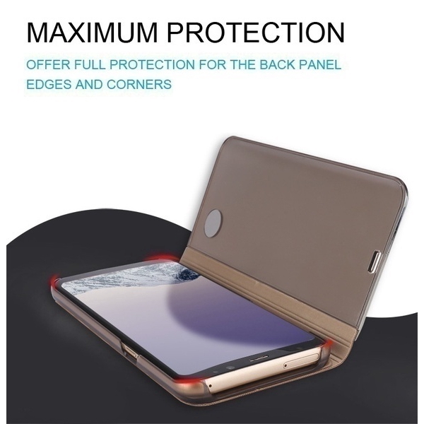 Bao da điện thoại nắp lật mặt gương trong suốt thông minh cho Samsung Note 8/ 9/ 10 S10/ S10 plus