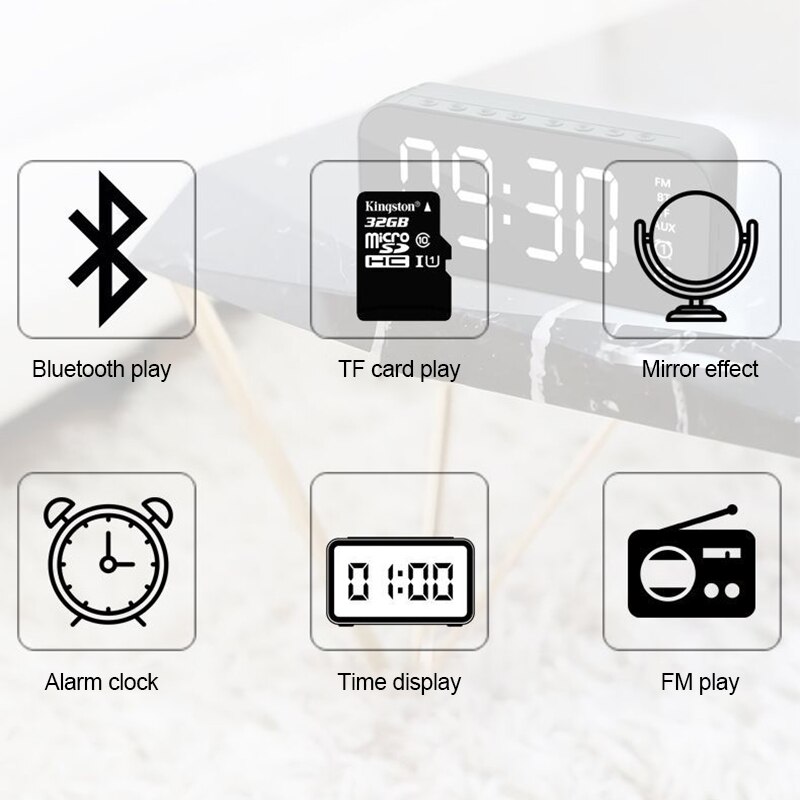 Loa Bluetooth Kiêm Đồng Hồ Báo Thức Vitog Có Đèn LED Hỗ Trợ MP3 FM Radio Tiện Dụng