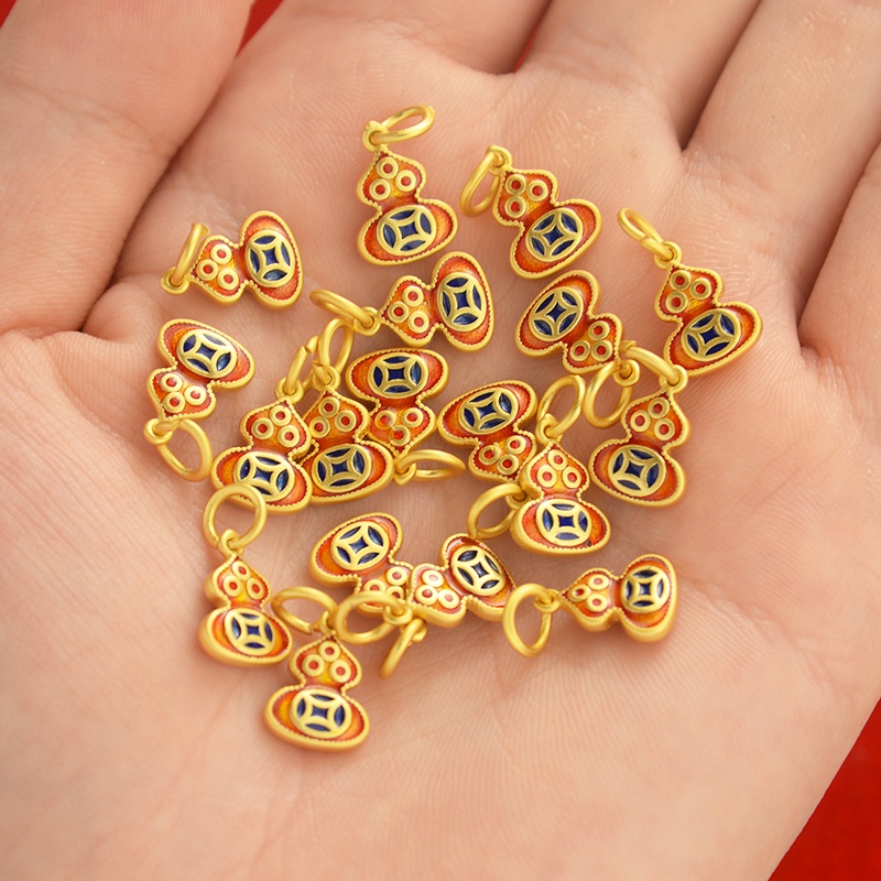 Phụ Kiện Mặt Dây Chuyền Hình Hồ Lô Màu Vàng Phong Cách Cổ Điển diy