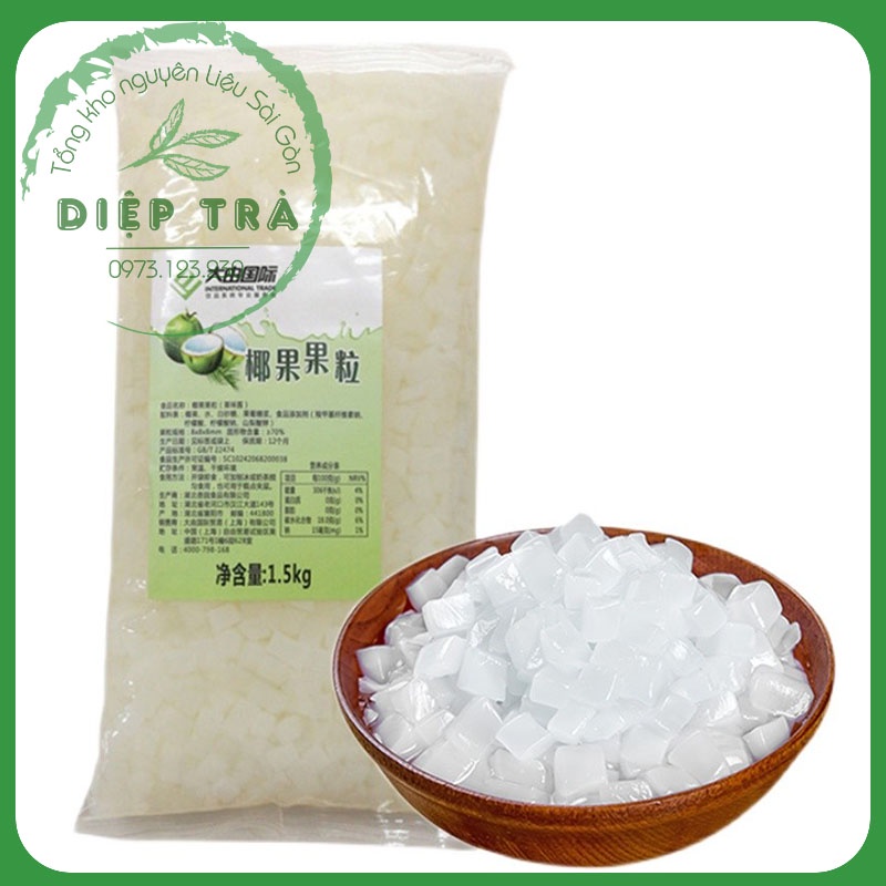 Thạch Dừa Daidu Đài Loan Gói 1.5kg - Dòng THẠCH GIÒN SẦN SẬT, rất hợp trà hoa quả/trà sữa