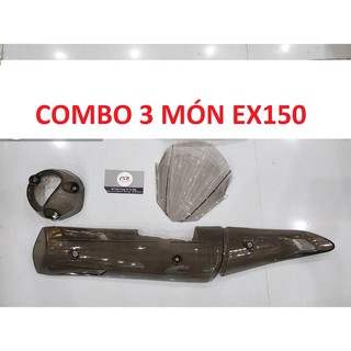 Combo 3 món ốp pô chụp pô ốp đầu ĐEN KHÓI EX150