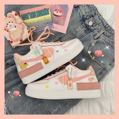 Giày dép Nữ Phiên bản Hàn Quốc Ulzzang Wild 2020 Học sinh trung học cơ sở mới Makaron Air Force số 1 Tide Giày trắng nhỏ
