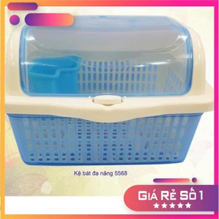 Kệ chén đa năng việt nhật 1 tầng - Kệ úp chén có nắp đậy tiện lợi