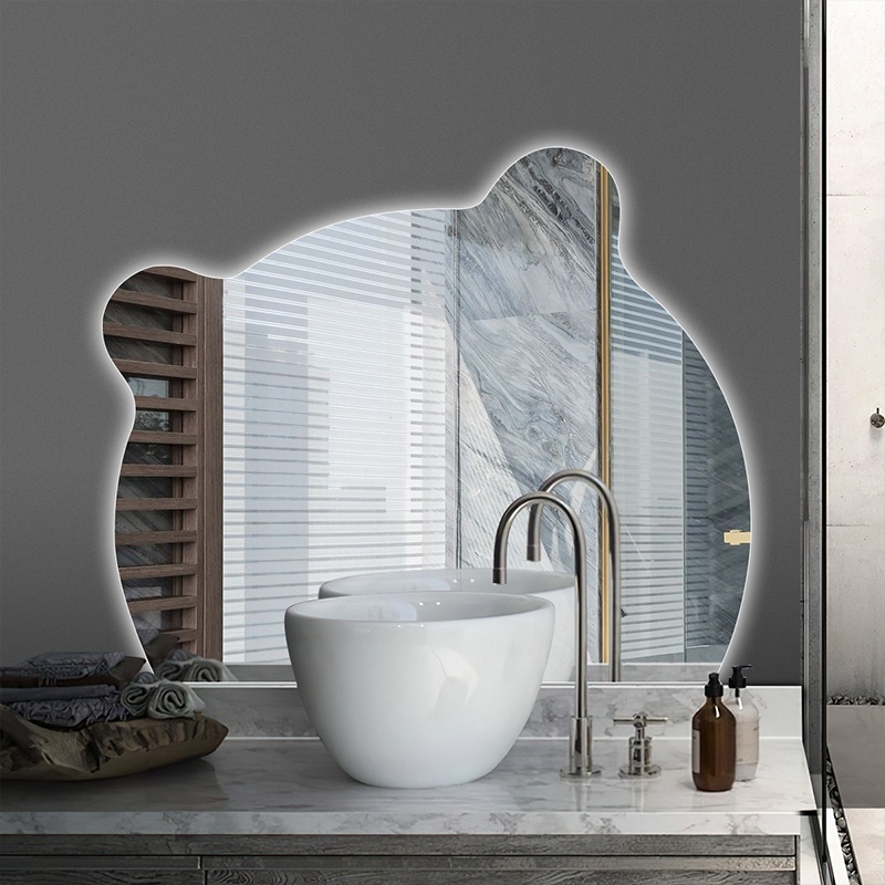 Gương Gấu decor phòng tắm, bàn trang điểm VUADECOR led cảm ứng, led triệu màu nhiều kích thước