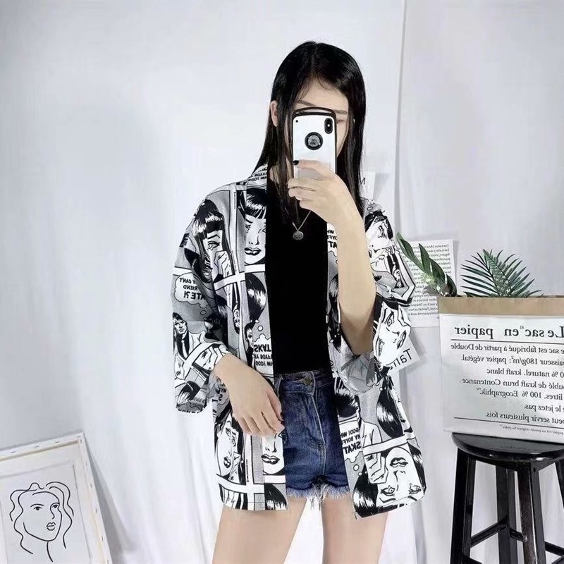 Men's Short Sleeve Shirt Printed with Personality Comics