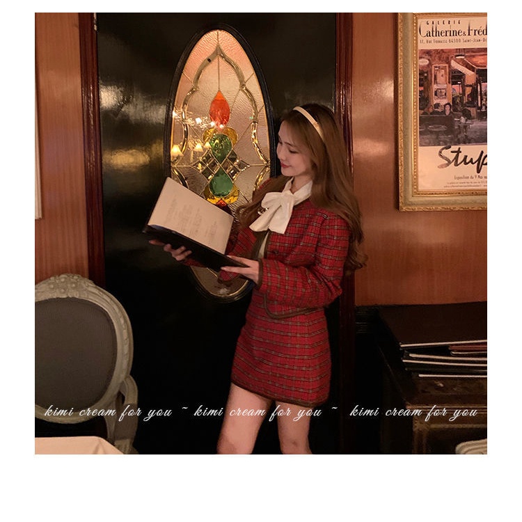 Set áo khoác tay dài họa tiết caro + chân váy ngắn thời trang nữ
 | BigBuy360 - bigbuy360.vn