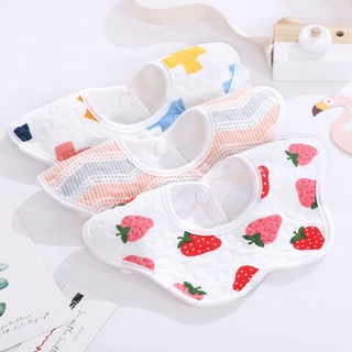 Yếm xoay 360 độ vải sợi tre Organic 6 lớp cho bé có họa tiết in 2 mặt, cúc bấm chắc chắn - Y1