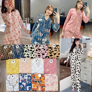 Bộ Pijama Lụa Cao Cấp Dài Tay