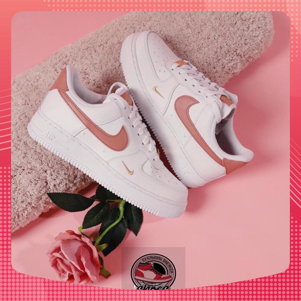 Giày Thể Thao Air Force 1 White Pink Swoosh Nữ Tính, Giày Sneaker Af1 Trắng Vệt Hồng Bản Đẹp Hot Hit 2022 Full Box Bill