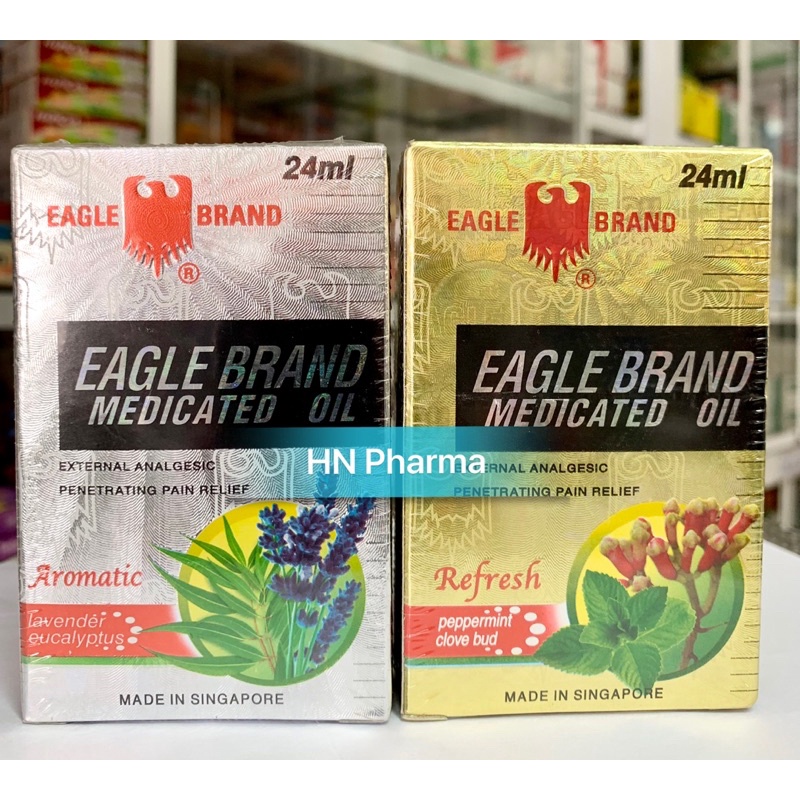 Dầu Ó Singapore Eagle Brand 24ml 2 nắp màu trắng và vàng