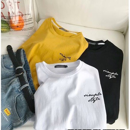 Áo phông Unisex Tay Lỡ Chữ Ký Simple Style Kiểu dáng basic