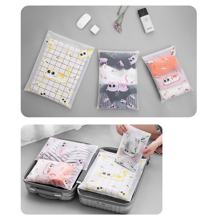 Túi trong suốt hình mèo đựng quần áo du lịch chống thấm nước