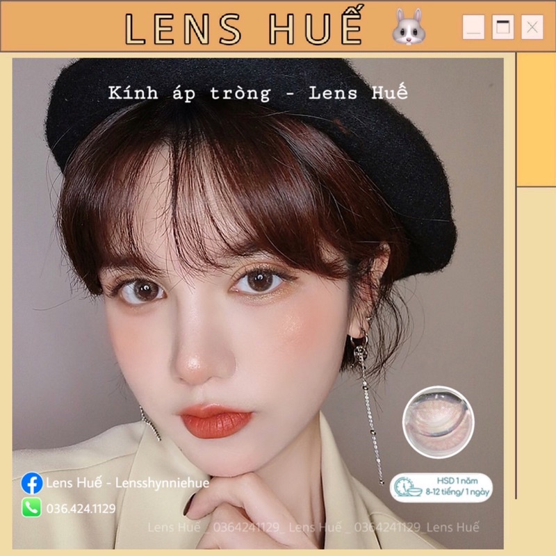 ✨Lens kính áp tròng màu nâu pha hồng nhẹ BROWN tây nhẹ giãn nhỏ tone Hàn Quốc - Lens Huế