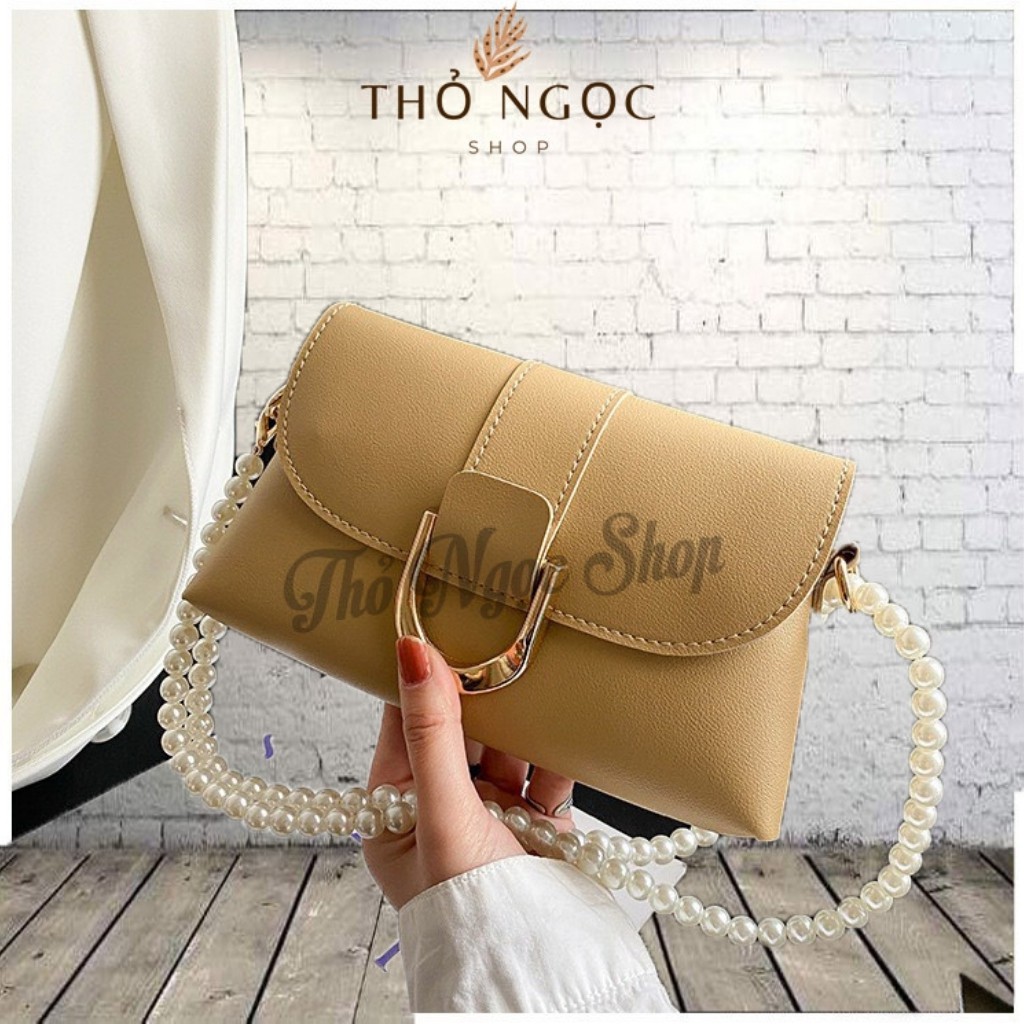 [Mã SKAMSALE06 giảm 10% tối đa 100K đơn 150K] Túi Đeo Chéo Nữ ❤FreeShip❤ Túi Xách Nữ Đeo Chéo Dây Ngọc Chất Da Trơn 21