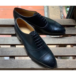 Giày Oxford - Kiểu Balmoral - Phom D - Da bê Ý - Đế khâu Blake