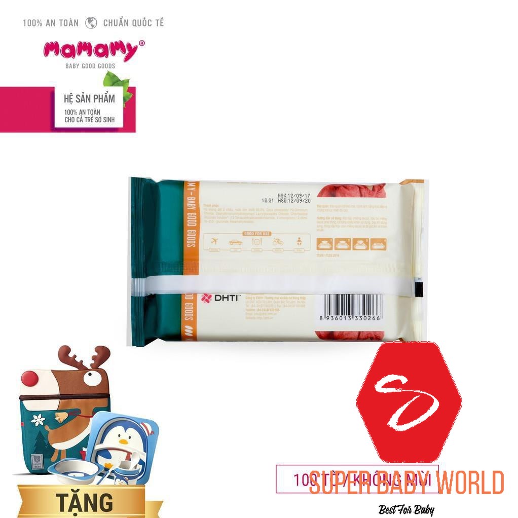 Combo 3 gói khăn ướt Mamamy 100 tờ có nắp không mùi