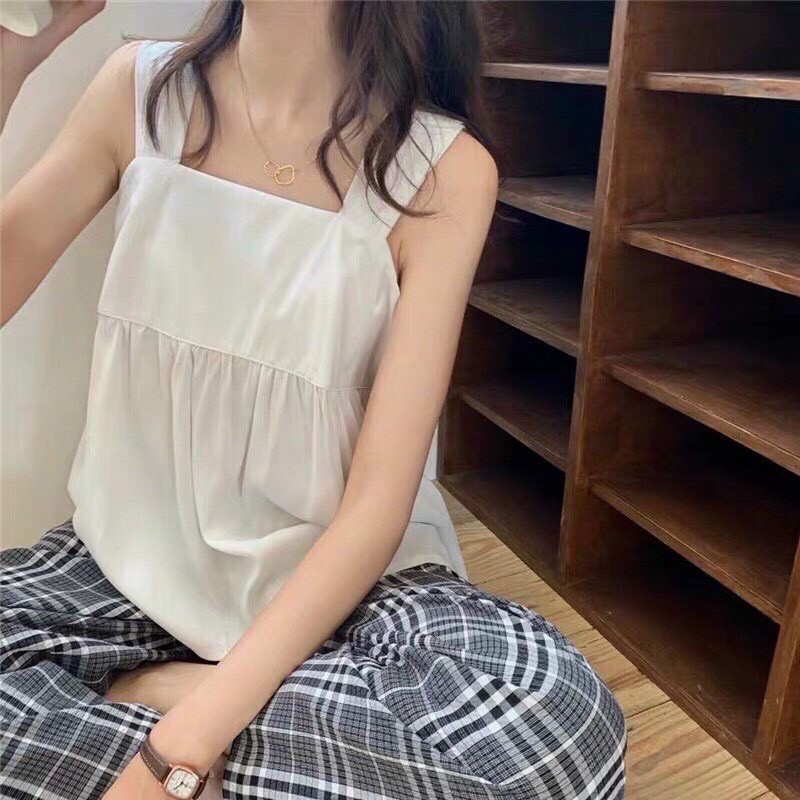 Áo 2 dây babydol bản to thắt nơ sau (chất đũi mềm hàng bán shop)
