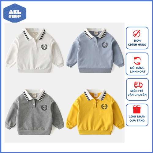 Áo nỉ có cổ cho bé trai Wappy, áo polo bé trai Hàn Quốc 1 đến 8 tuổi nặng 11kg đến 24kg hàng Quảng Châu cao cấp